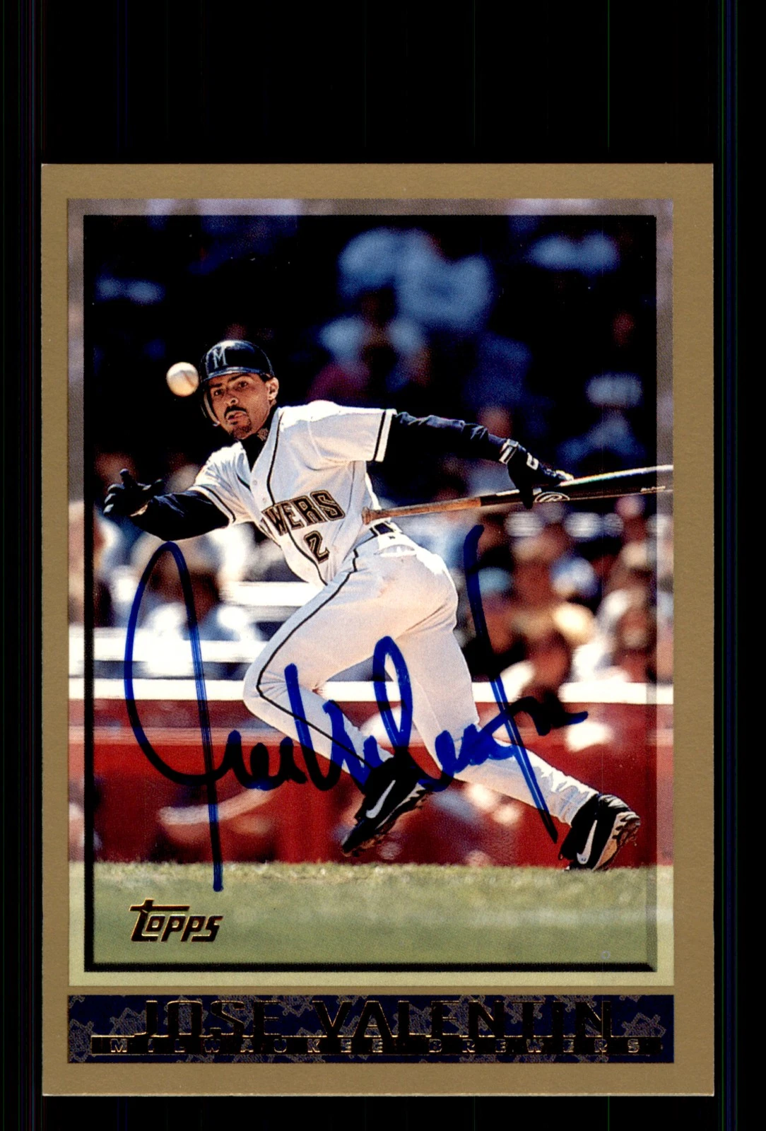 Signed Baseball Card Auto Jose Valentin 1998 Topps #158 Milwaukee Brewers