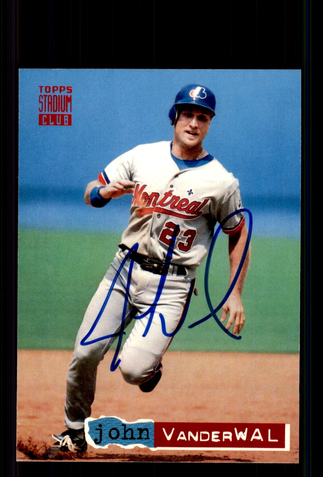 Signed Baseball Card Auto John Vander Wal 1994 Stadium Club #161 Montreal Expos