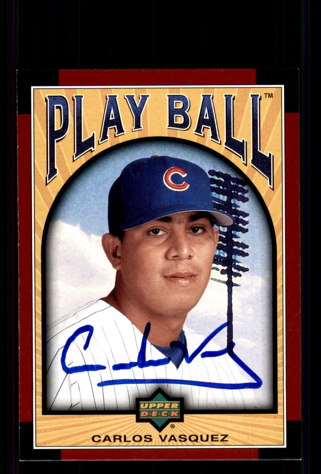 Signed Baseball Card Auto Carlos Vasquez 2004 Upper Deck Play Ball #188 Cubs