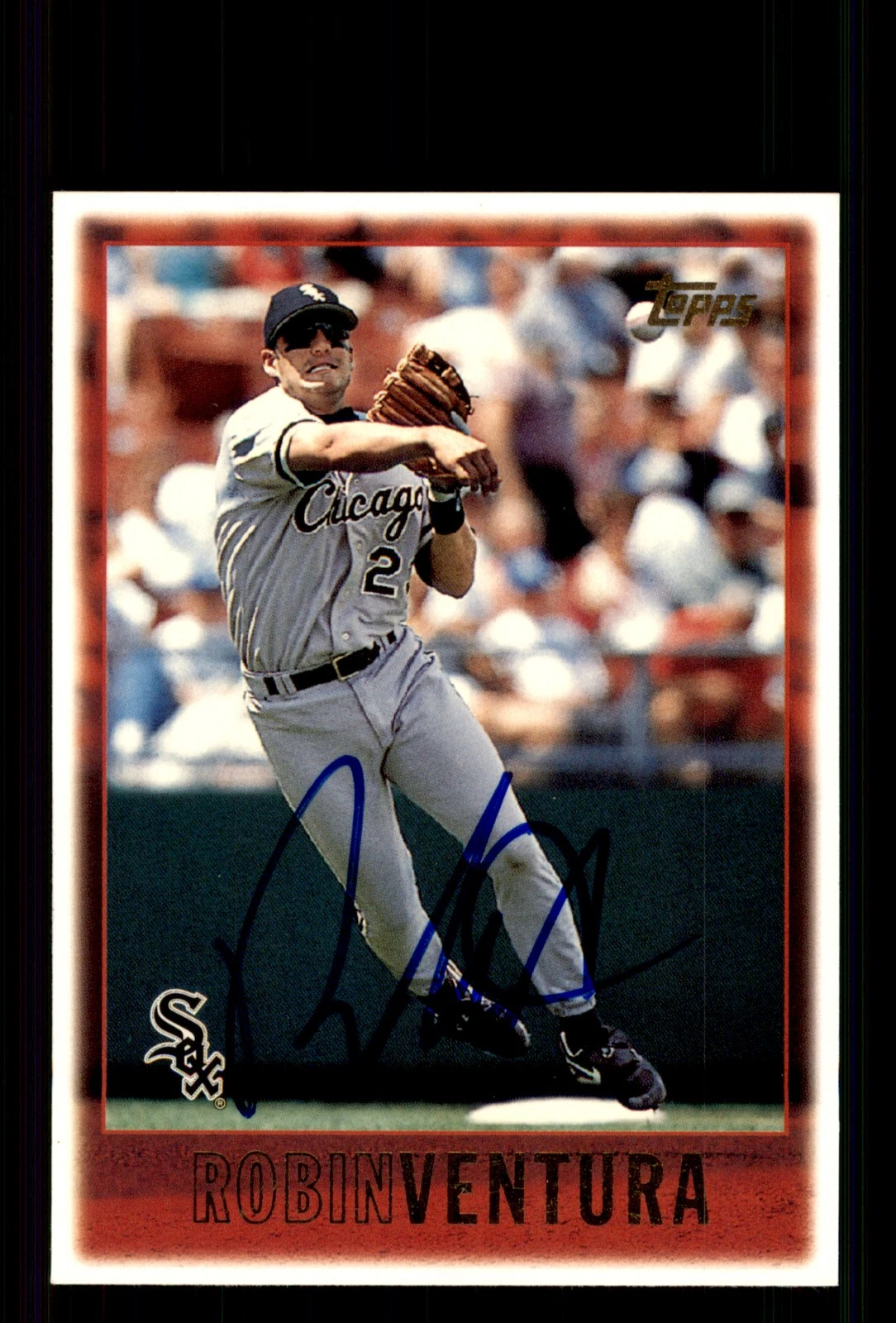 Signed Baseball Card Auto Robin Ventura 1997 Topps #425 Chicago White Sox