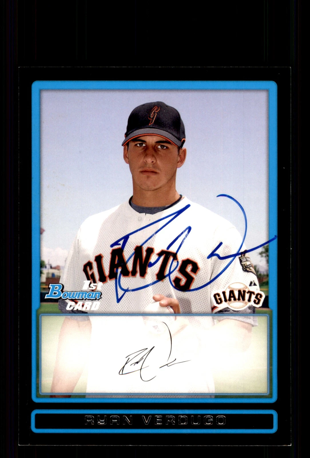 Signed Baseball Card Auto Ryan Verdugo 2009 Bowman #BP78 San Francisco Giants