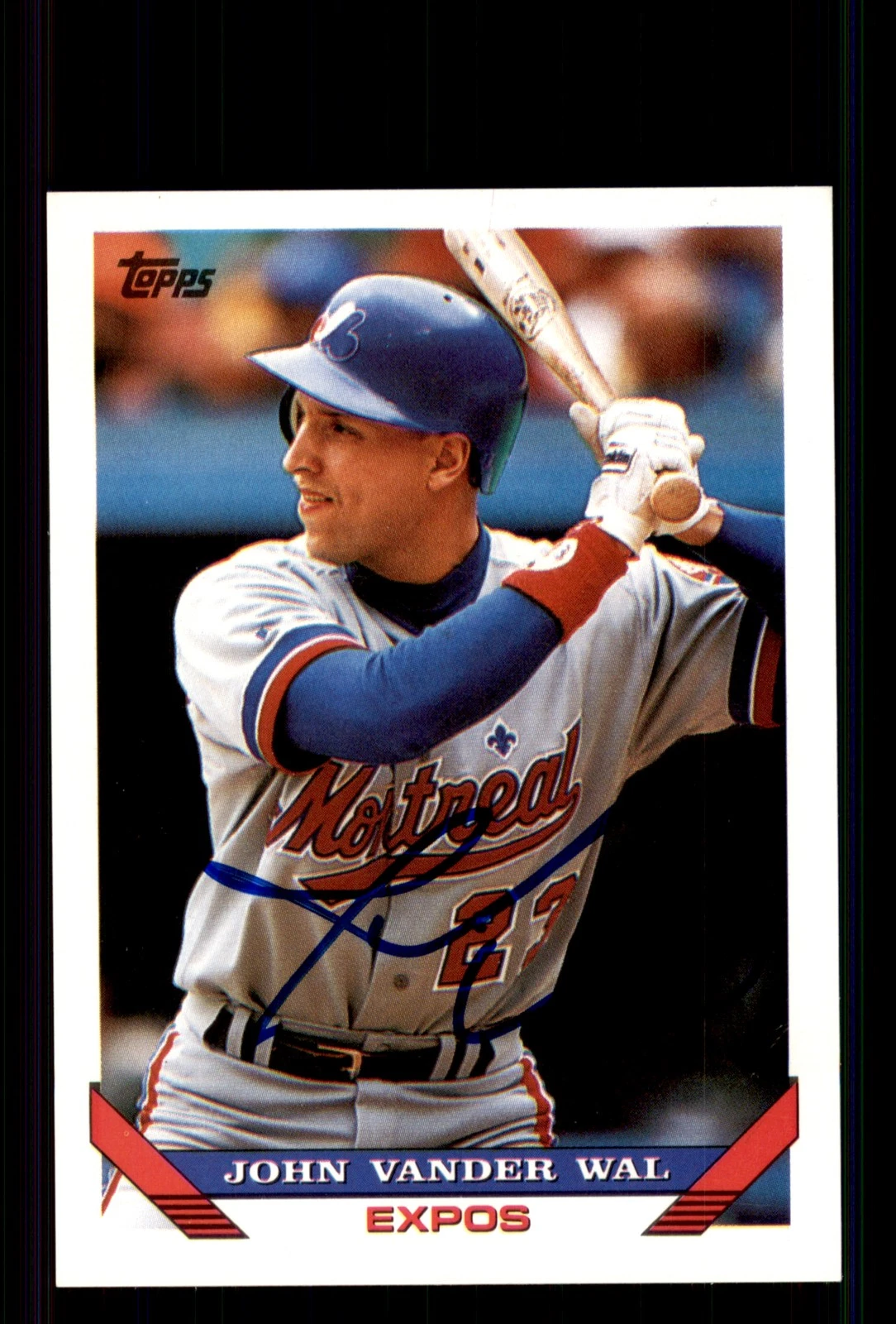 Signed Baseball Card Auto John Vander Wal 1993 Topps #69 Montreal Expos
