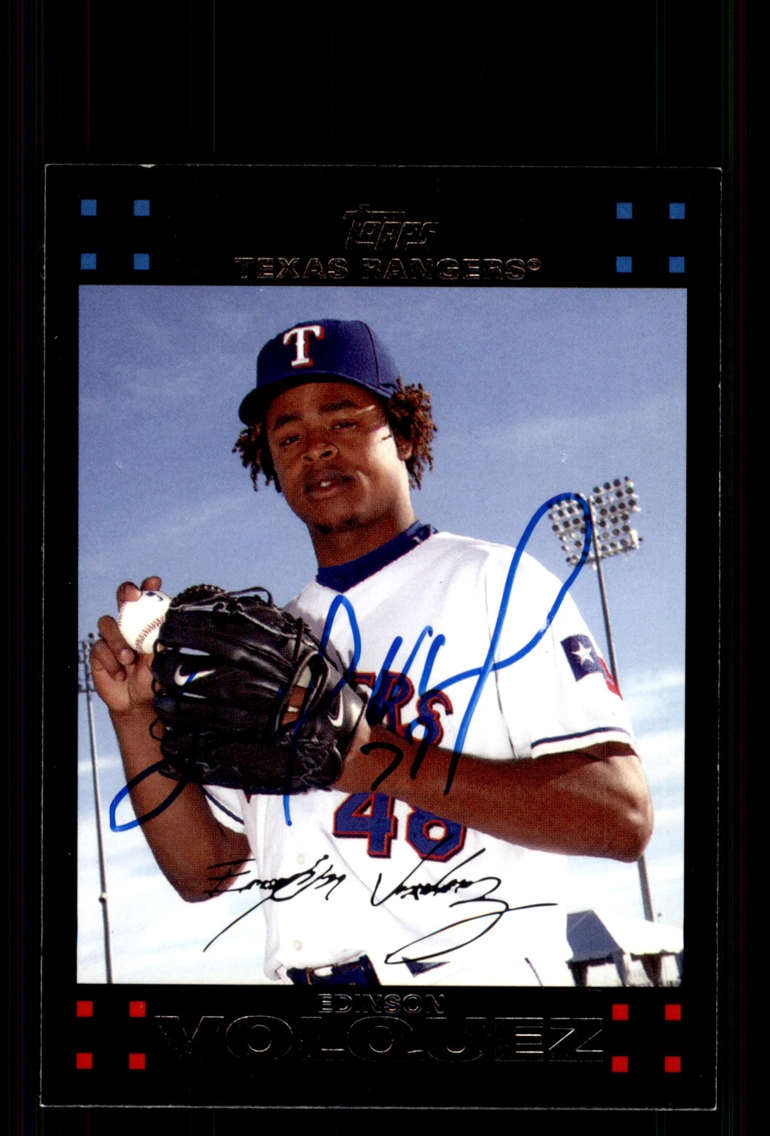 Signed Baseball Card Auto Edinson Volquez 2007 Topps Update #UH299 Rangers