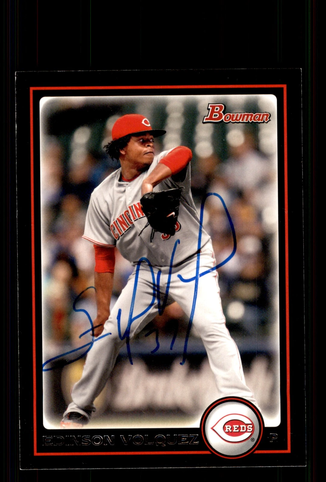 Signed Baseball Card Auto Edinson Volquez 2010 Bowman #139 Cincinnati Reds