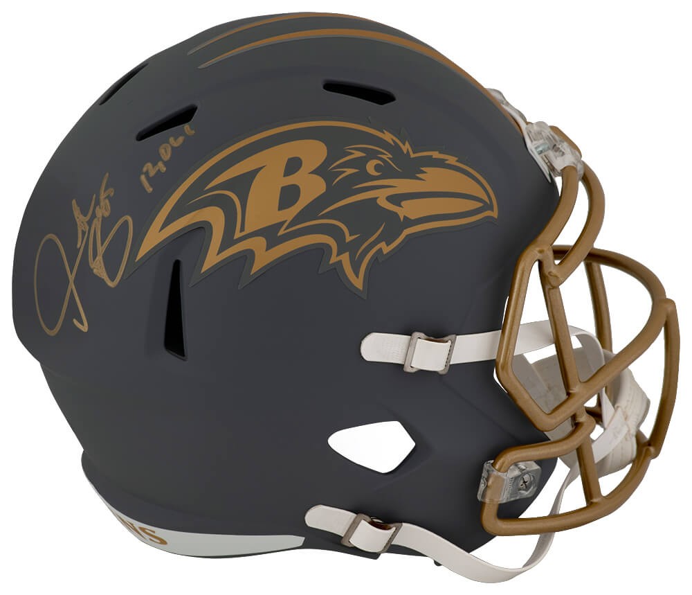 Derrick Mason Signed Ravens SLATE Riddell F/S Replica Helmet w/Yards - (SS COA)