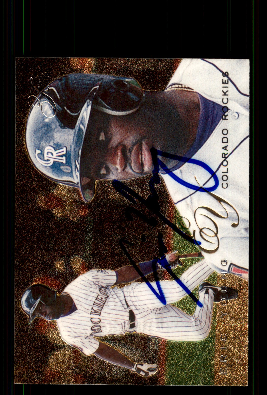 Signed Baseball Card Auto Eric Young 1995 Flair #135 Colorado Rockies