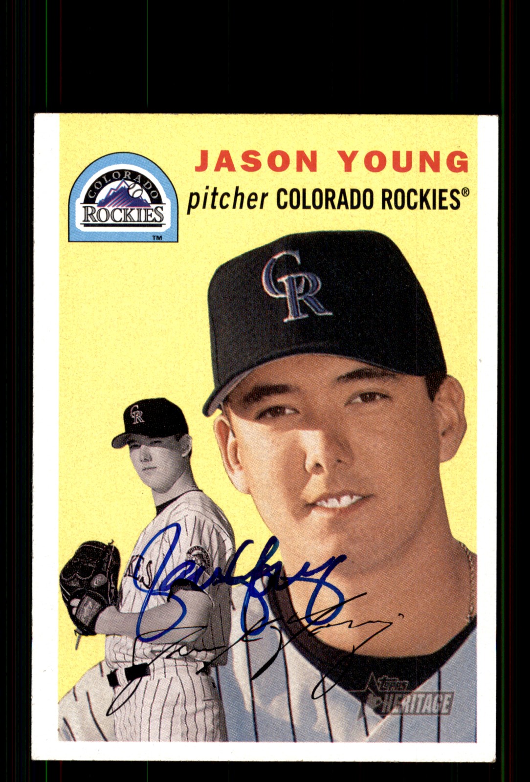 Signed Baseball Card Auto Jason Young 2003 Topps Heritage #56 Colorado Rockies
