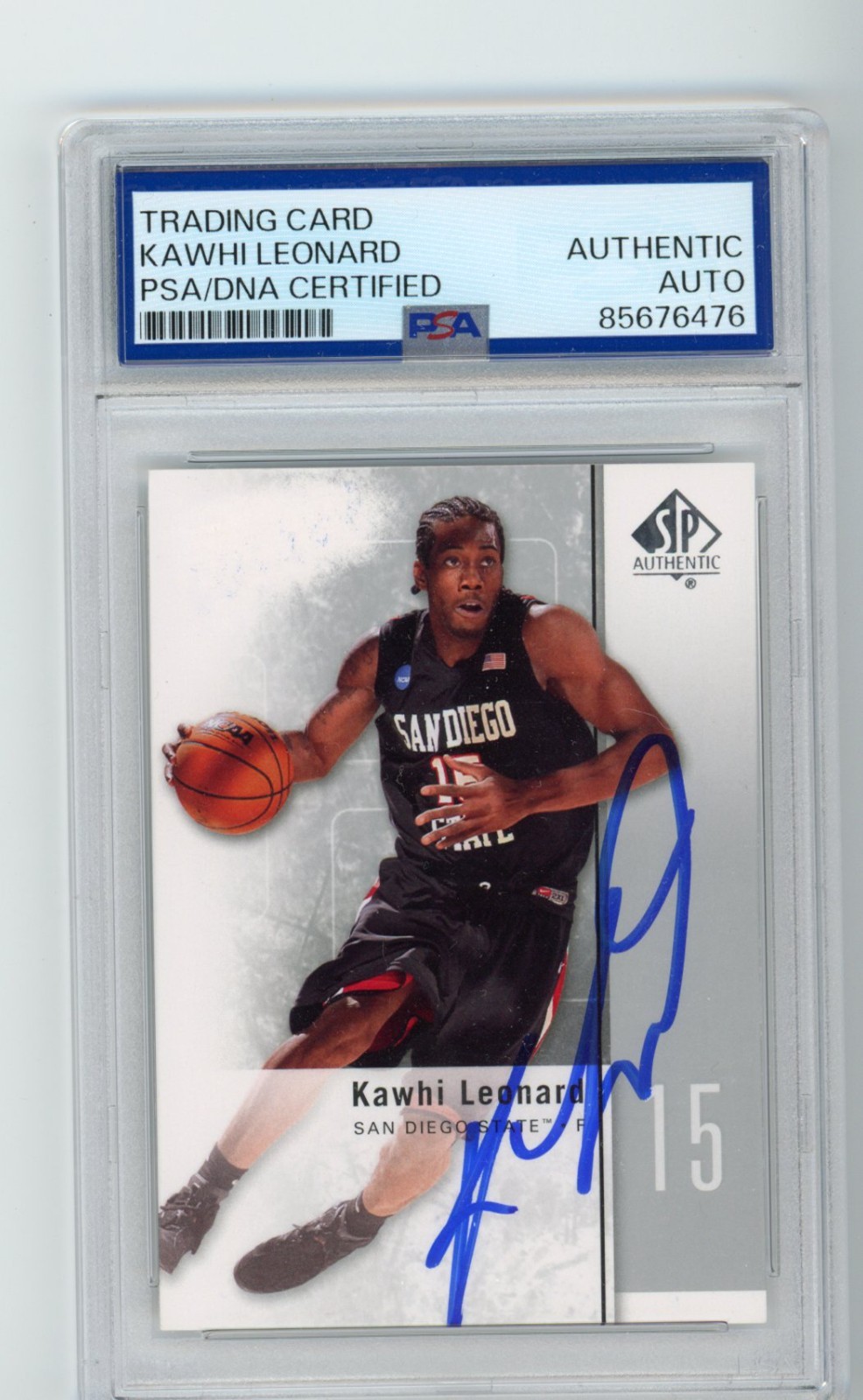 Signed Basketball Card Auto Kawhi Leonard 2011-12 SPA PSA/DNA Personalized Remov