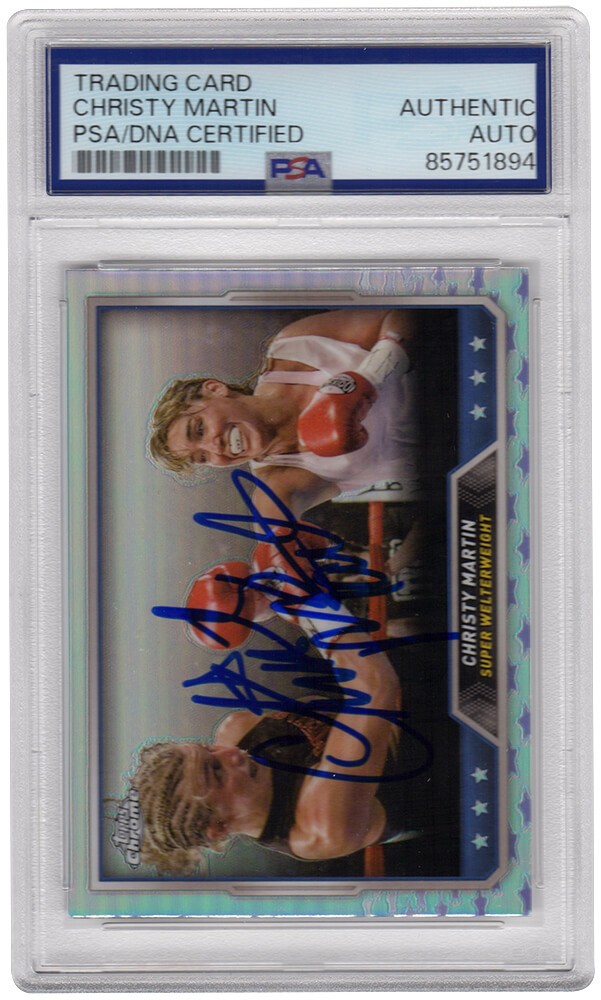 Christy Martin Signed 2024 Topps Chrome Refractor Boxing Trading Card #71 -(PSA)