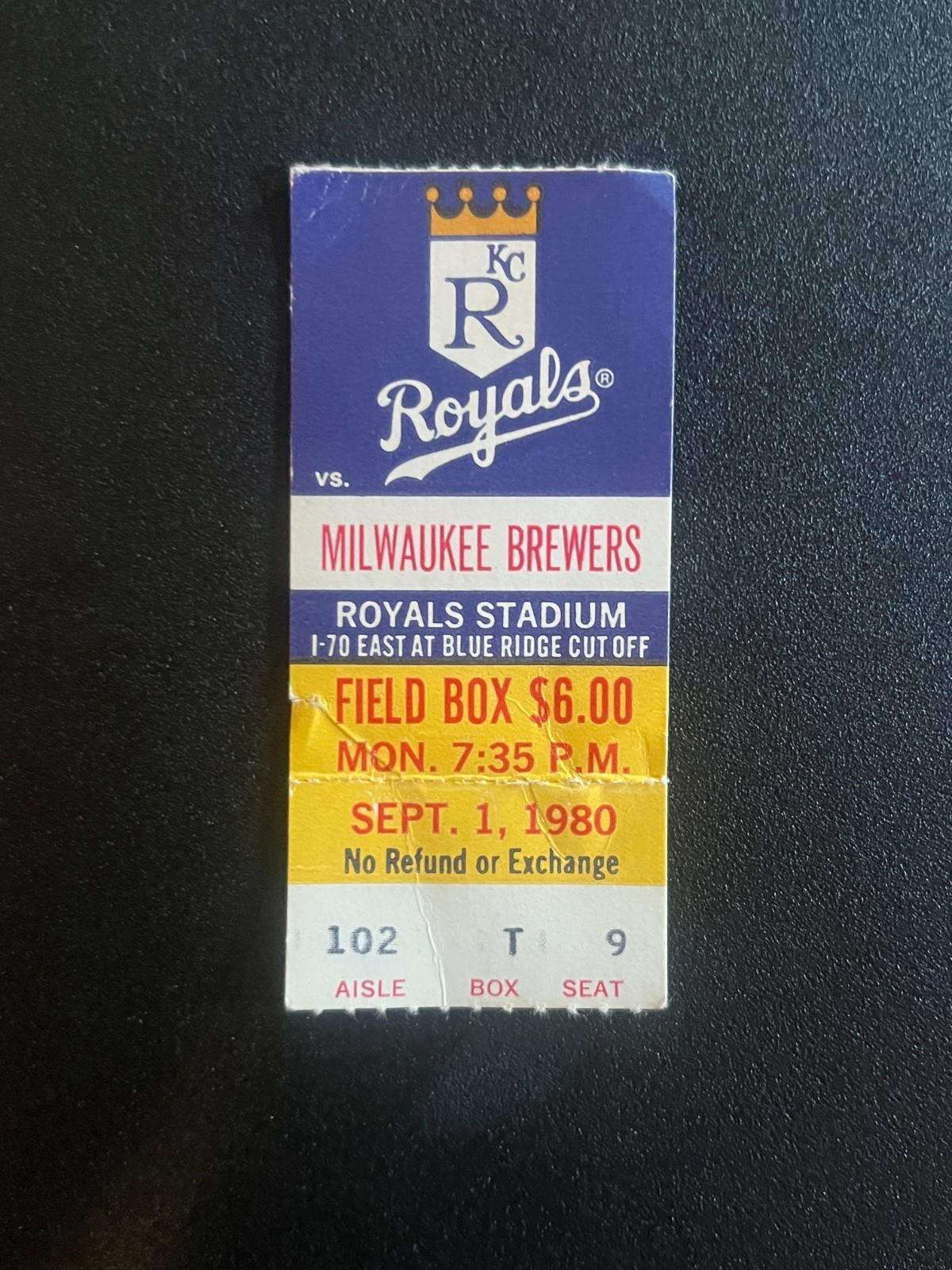 Baseball Ticket Kansas City Royals 9/1/1980 Manny Castillo MLB Debut