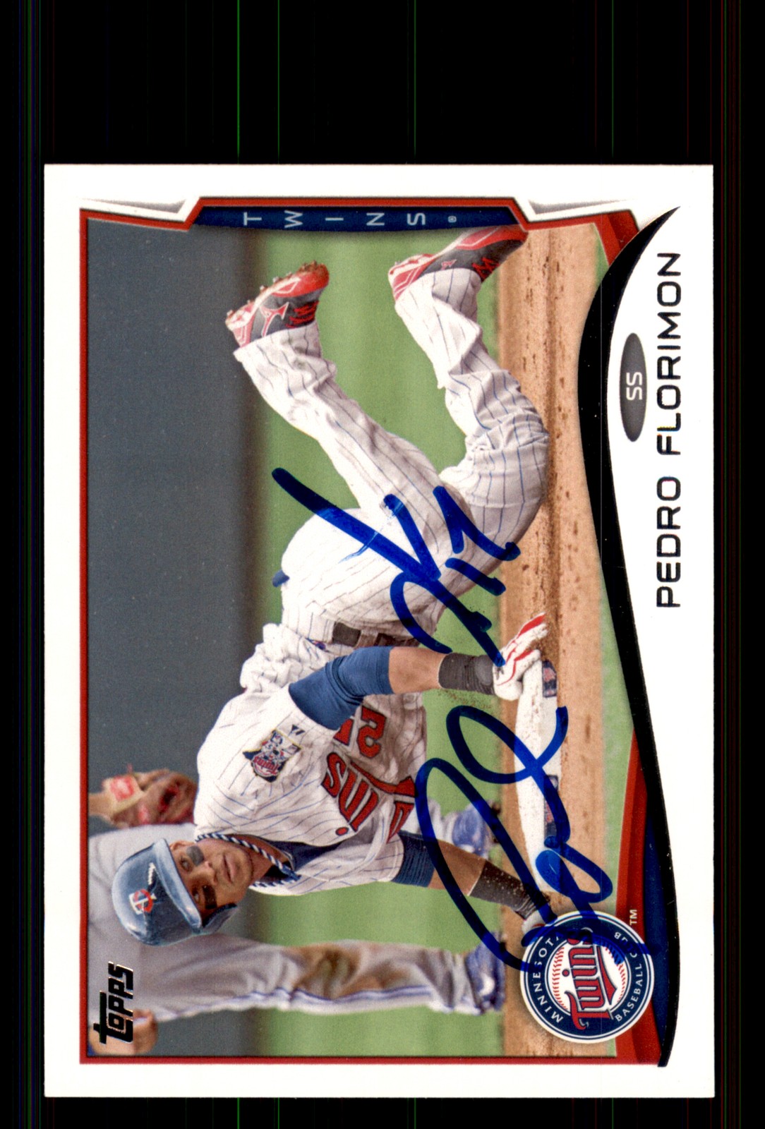 Signed Baseball Card Auto Pedro Florimon 2014 Topps #568 Minnesota Twins