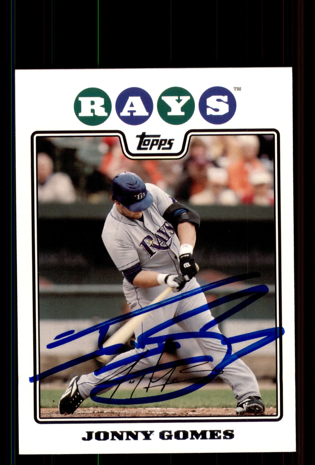 Signed Baseball Card Auto Jonny Gomes 2008 Topps #559 Tampa Bay Rays