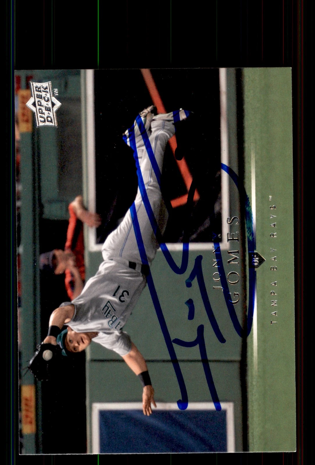 Signed Baseball Card Auto Jonny Gomes 2008 Upper Deck #90 Tampa Bay Rays