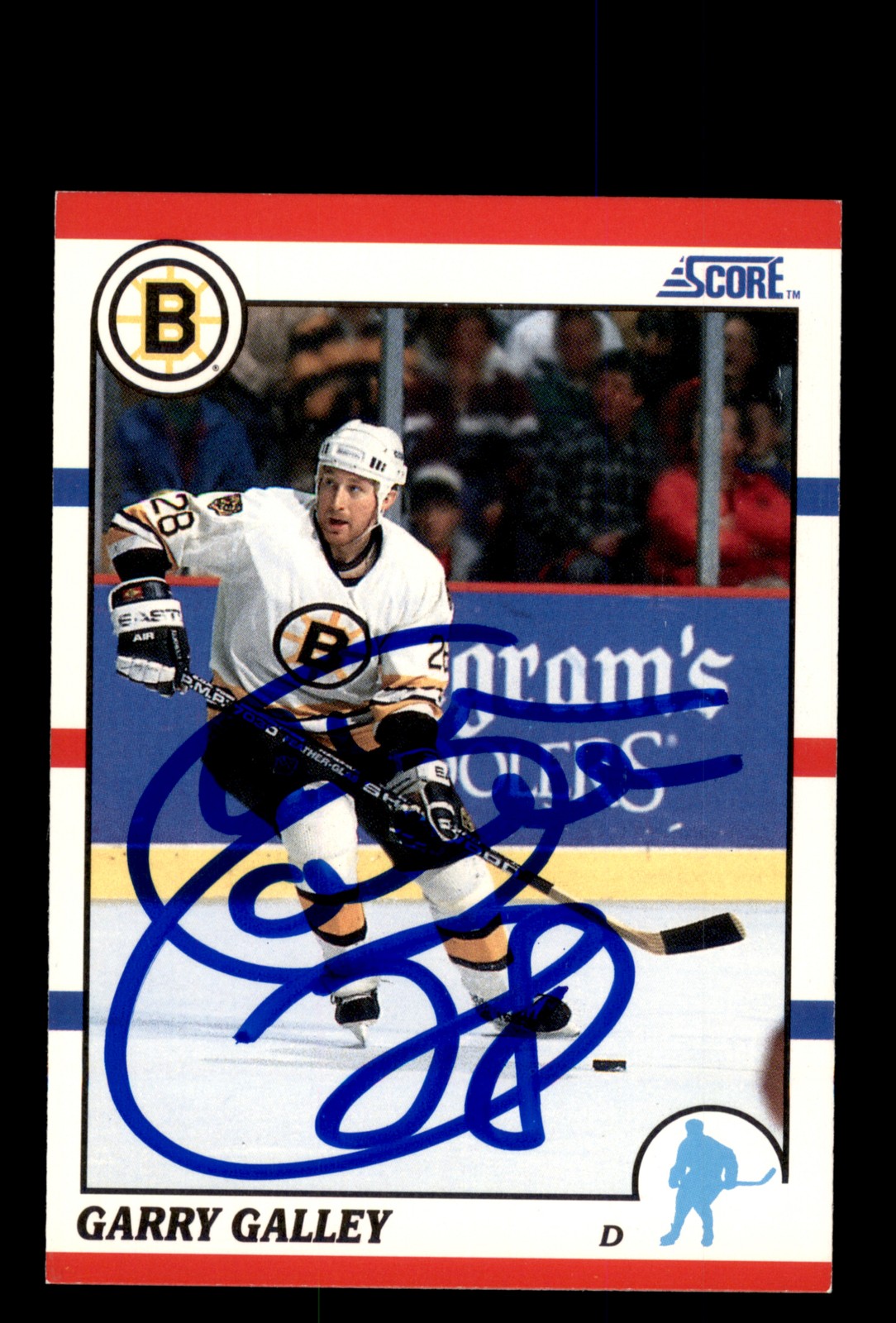 Signed Hockey Card Auto Garry Galley 1990-91 Score American #253 Boston Bruins
