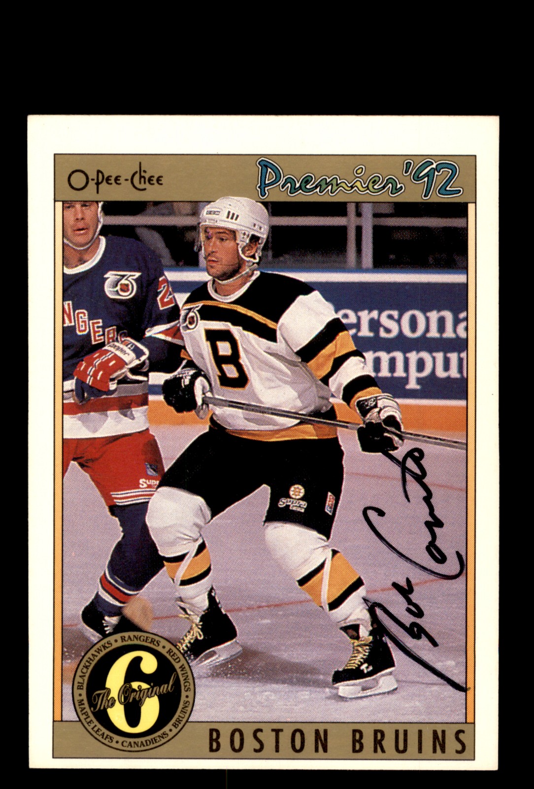 Signed Hockey Card Auto Bob Carpenter 1991-92 O-Pee-Chee Premier #148 Bruins
