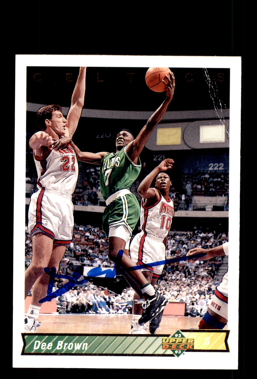 Signed Basketball Card Auto Dee Brown 1992-93 Upper Deck #252 Celtics Crease