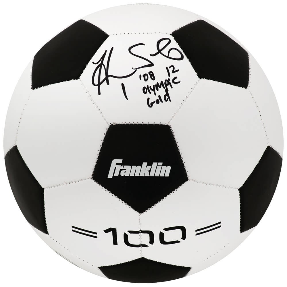 Hope Solo Signed Black & White Franklin Soccer Ball w/Olympic Gold - (SS COA)