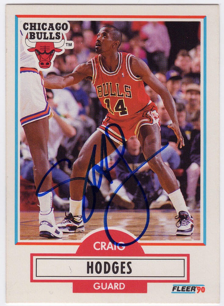 Craig Hodges Signed Bulls 1990 Fleer Basketball Trading Card #25 -(SCHWARTZ COA)