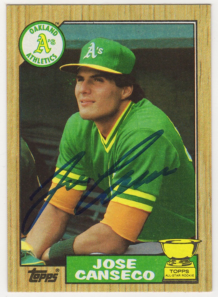 Jose Canseco Signed A's (Athletics) 1987 Topps Baseball Card #620 (SCHWARTZ COA)
