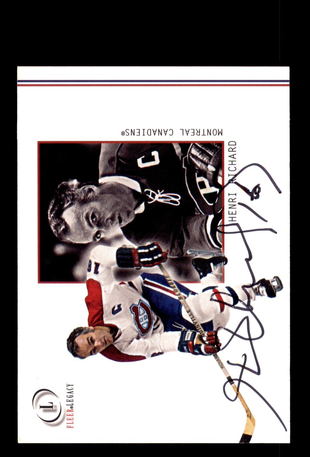 Signed Hockey Card Auto Henri Richard 2001-02 Fleer Legacy #15 Canadiens