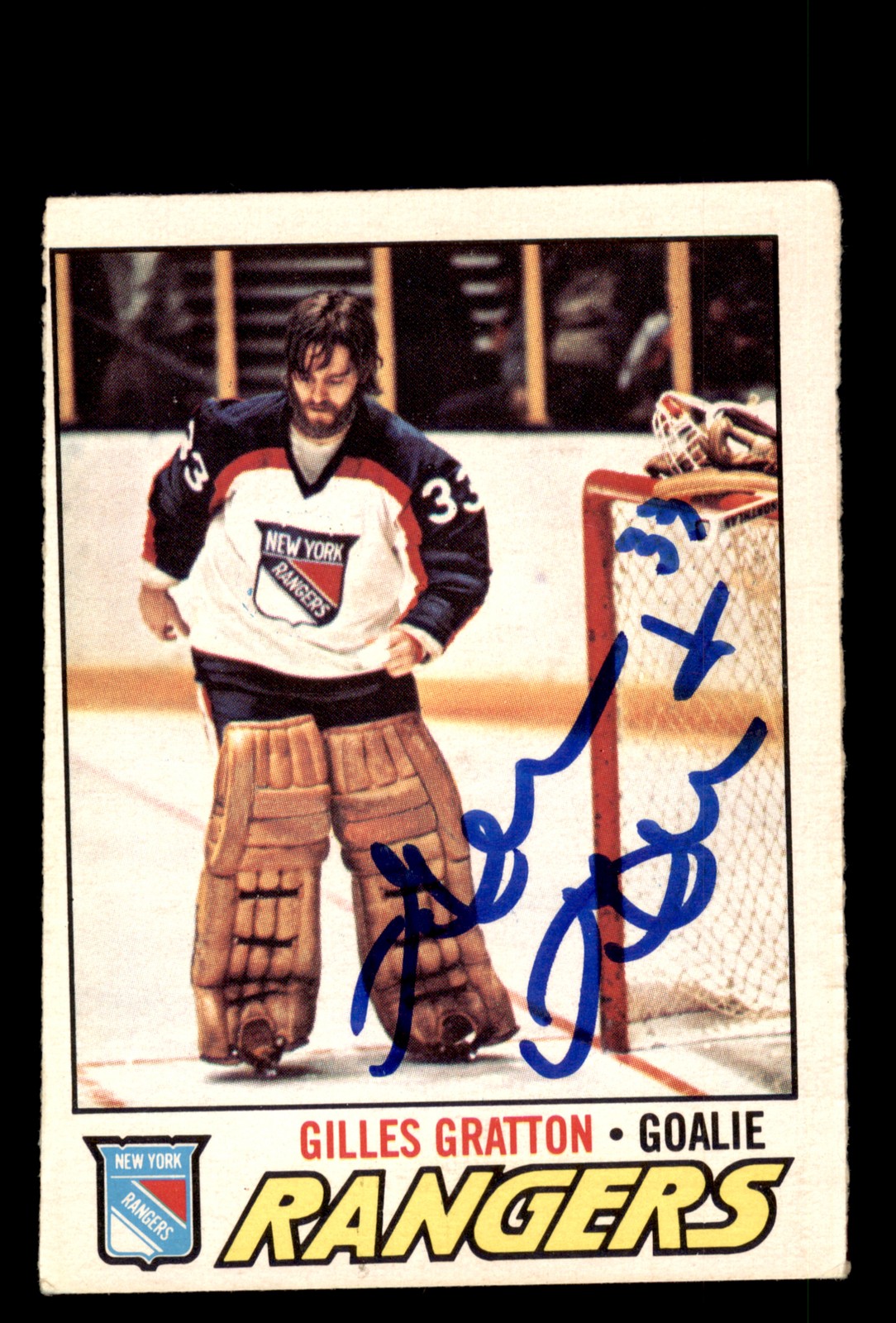Signed Hockey Card Auto Gilles Gratton 1977-78 O-Pee-Chee #207 New York Rangers