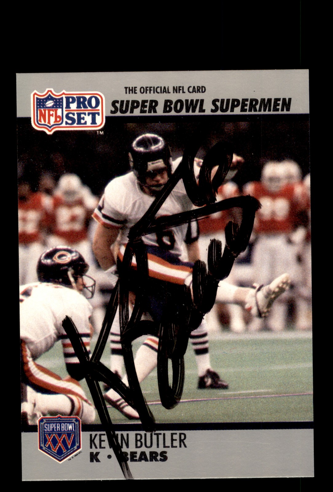 Signed Football Card Auto Kevin Butler 1990-91 Pro Set Super Bowl XXV #120 Bears