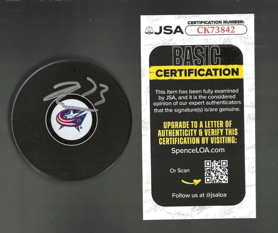 Jet Greaves Signed Columbus Blue Jackets Puck JSA COA