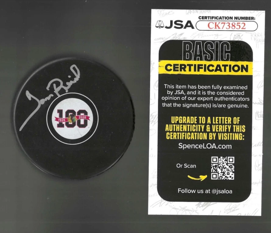 Tom Reid Signed Chicago Blackawks Centennial 100th Puck JSA COA