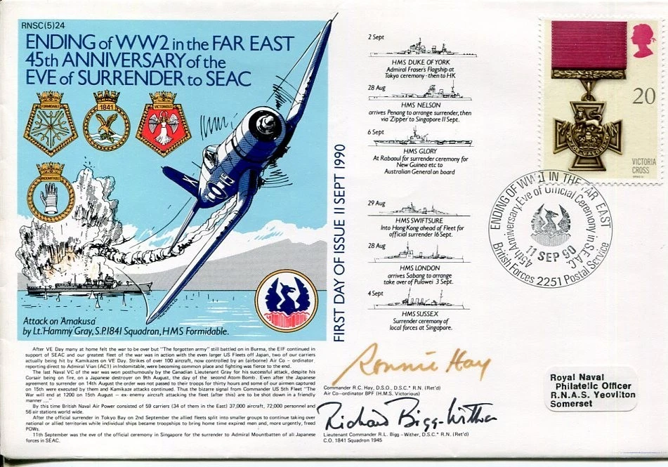 Ronald Hay RAF Ace Richard Bigg-Wither Battle Of Britain WWII Signed Autograph