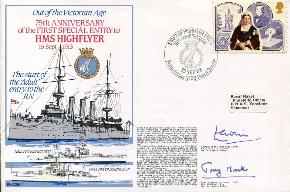 Admiral of the Fleet Terence Lewin Anthony John Monk WWII War Signed Autograph