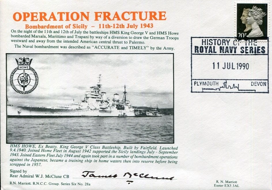 Rear Admiral William James McClune Operation Fracture WWII War Signed Autograph