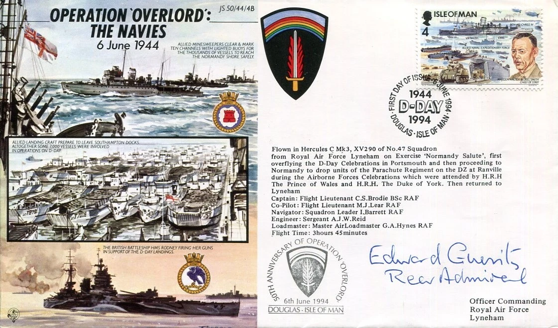 Admiral Edward Teddy Gueritz Royal Navy D-Day Beachmas WWII War Signed Autograph