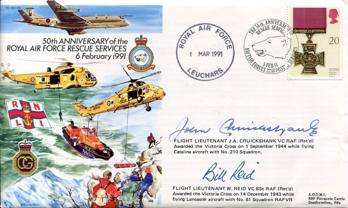 John Cruickshank  William Reid Victoria Cross VC RAF Pilot WWII Signed Autograph