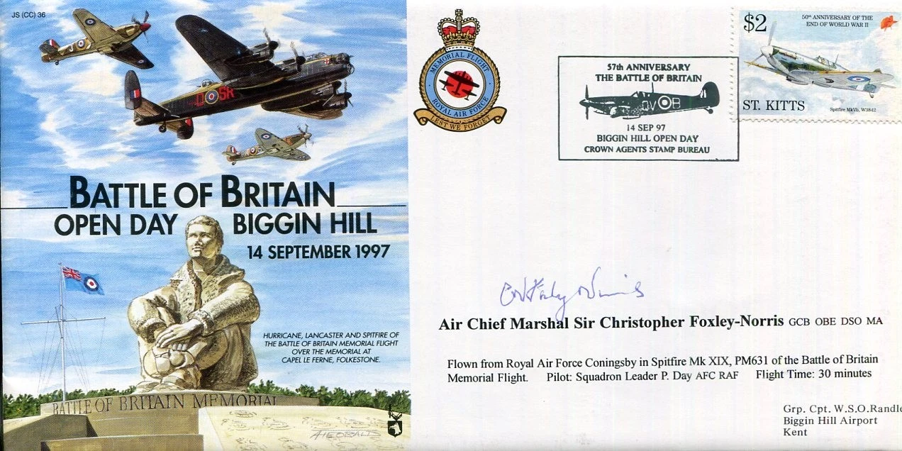Christopher Foxley-Norris RAF WWII War Pilot Battle of Britain Signed Autograph
