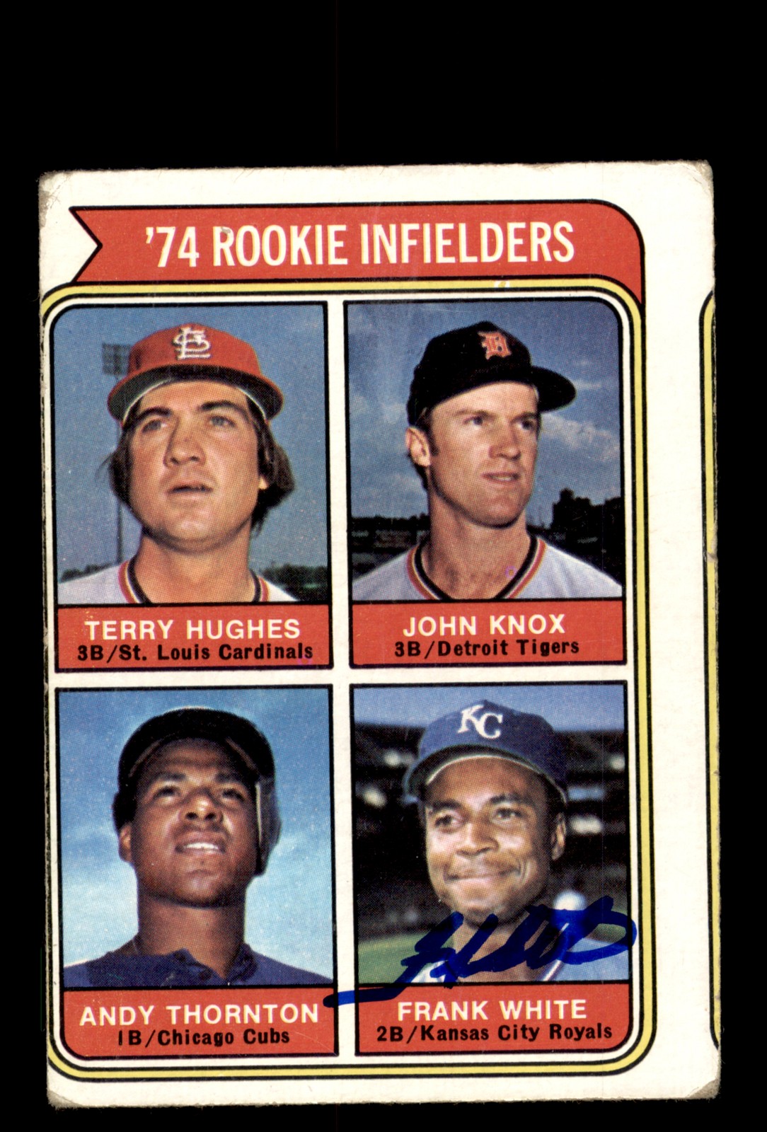Signed Baseball Card Auto 1974 Topps #604 Frank White Kansas City Royals