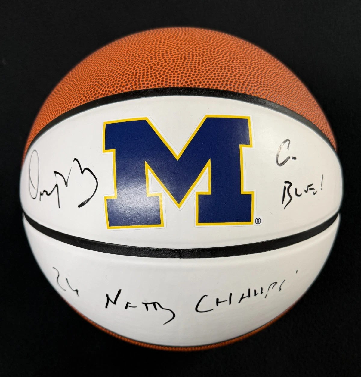 Dusty May Signed Multi-Inscribed Michigan Wolverines M Logo Basketball JSA COA