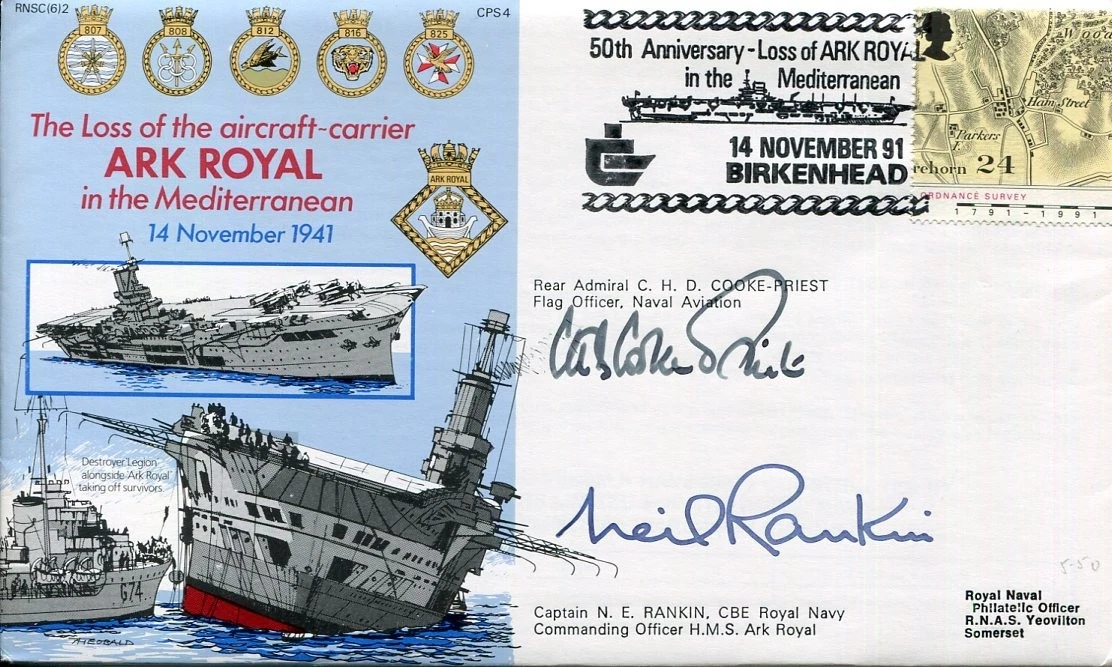 Admiral Colin Cooke-Priest N. E Rankin HMS Ark Royal WWII War Signed Autograph