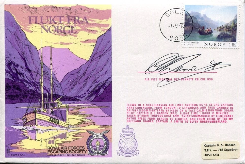 Air Vice Marshal Don Bennett RAF WWII War Pathfinder Force Signed Autograph