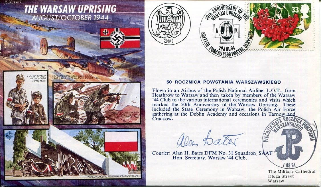 Alan H. Bates DFM No 31 Squadron Warsaw Uprising WWII War Signed Autograph