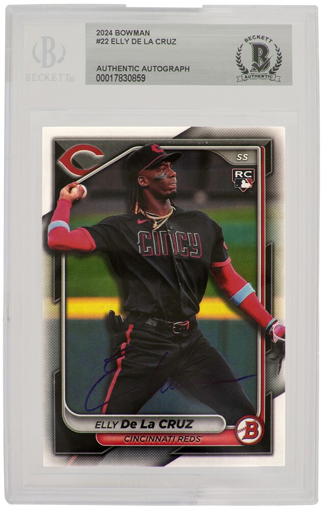 Elly De La Cruz Signed Reds 2024 Bowman RC Card #22 - (Beckett Encapsulated)
