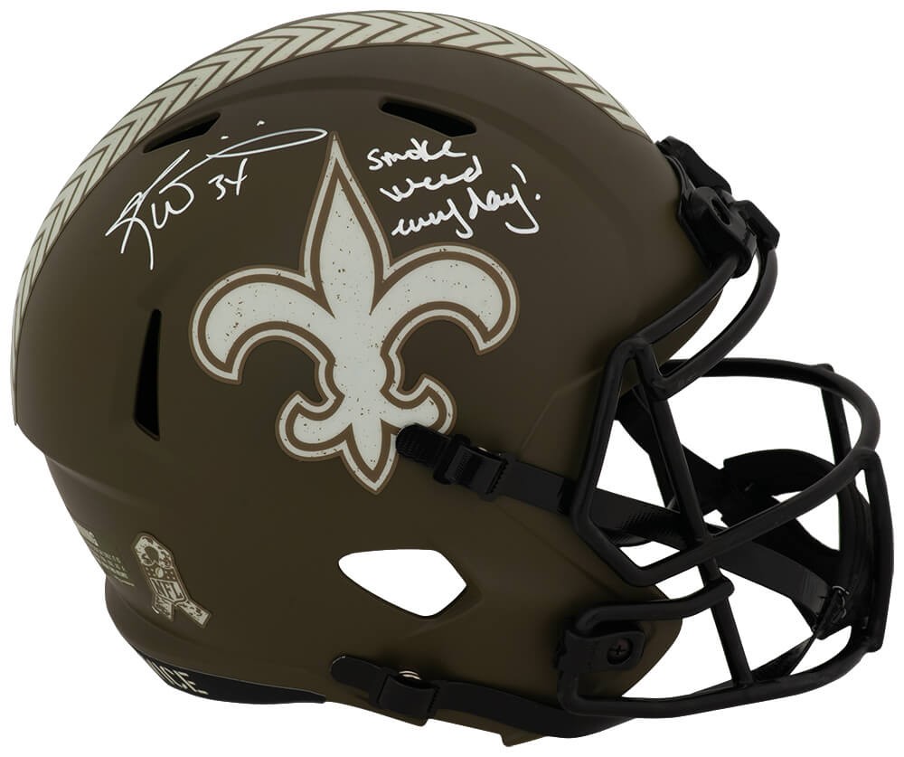 Ricky Williams Signed Saints SALUTE Riddell Full Size Rep Helmet w/Weed (SS COA)