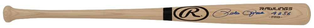 Pete Rose Signed Rawlings Pro Blonde Baseball Bat w/4256 - (In Blue) - (SS COA)