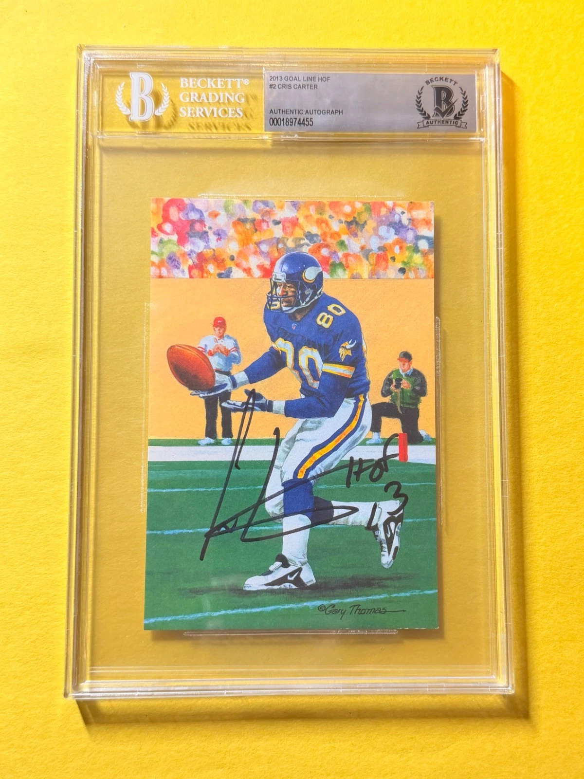 2013 GOAL LINE HOF CRIS CARTER #2 SIGNED ART BECKETT AUTHENTIC 
