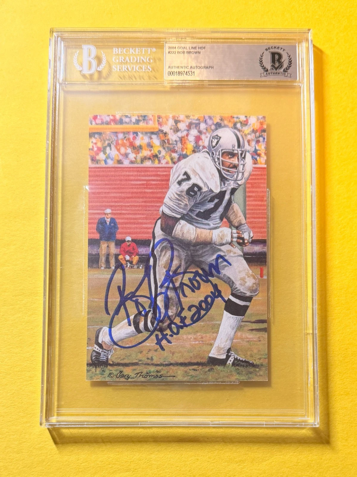 2004 GOAL LINE HOF BOB BROWN #222 SIGNED ART BECKETT AUTHENTIC 