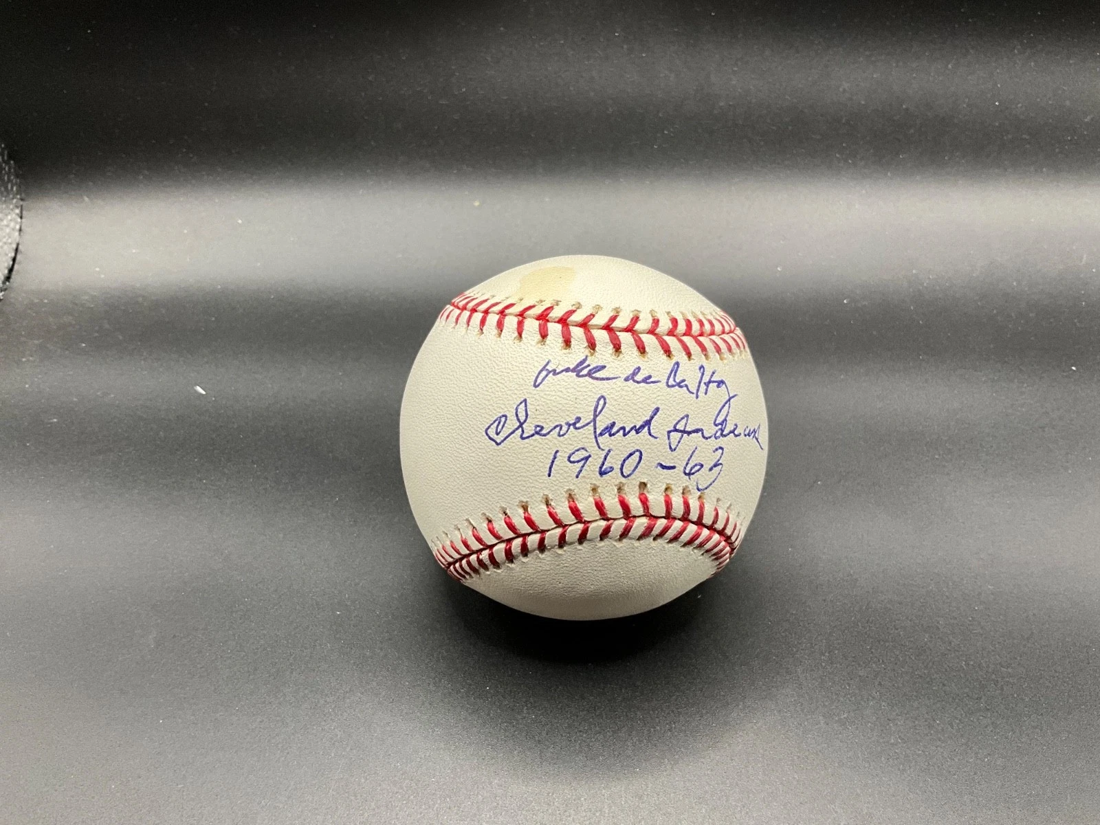Miguel De La Hoz Signed Baseball Inscribed Cleveland Indians 1960-63 Beckett RIP