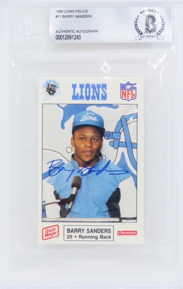 Barry Sanders Autographed Lions 1989 Police Oscar Mayer Card - (Beckett)