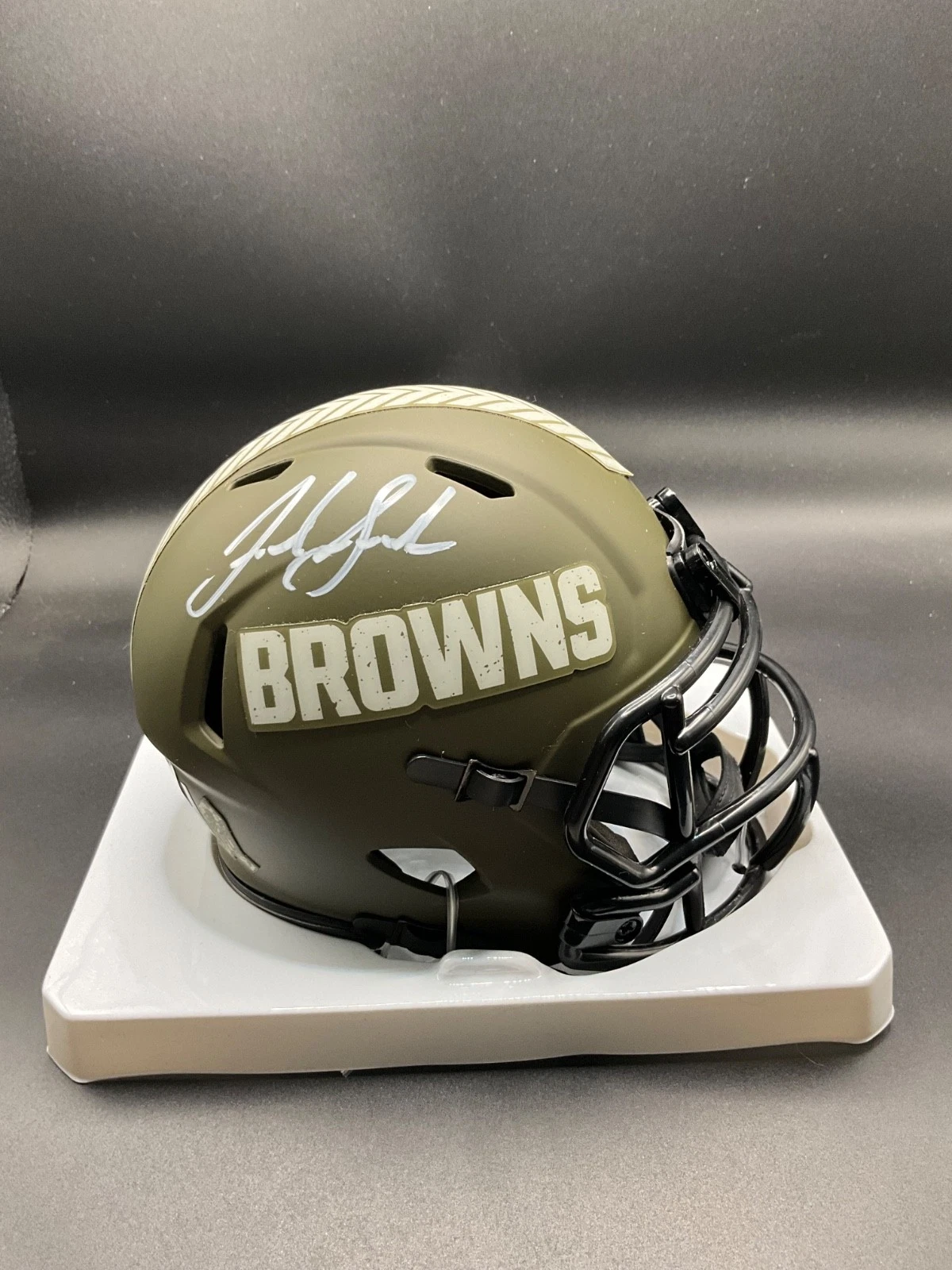 Josh Gordon Signed Cleveland Browns Salute to Service Mini Helmet Beckett Auto
