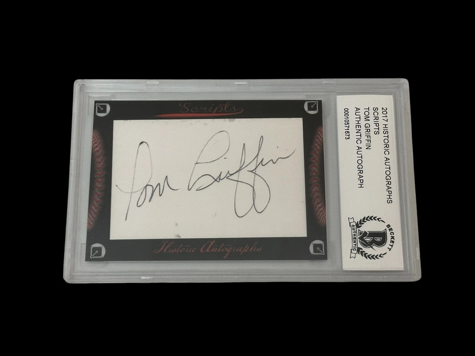 Tom Griffin Houston Astros Padres 2017 HA Scripts Signed Autograph BAS Beckett