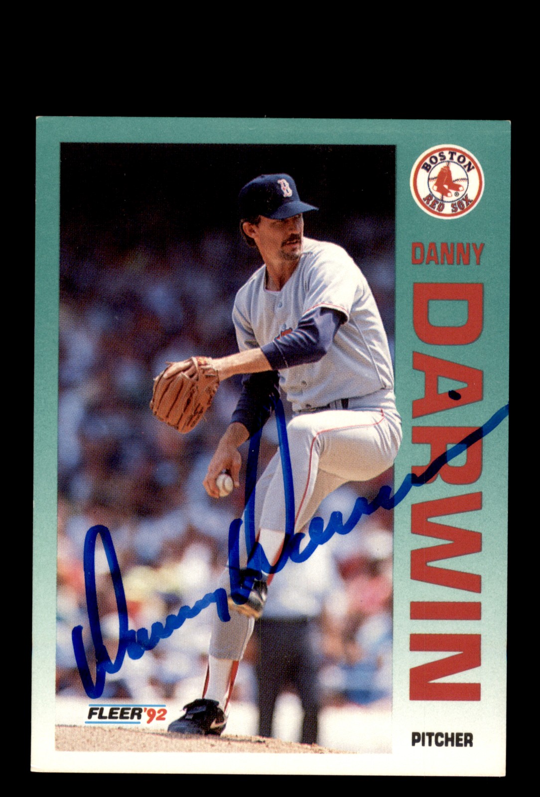 Signed Baseball Card Auto Danny Darwin 1992 Fleer #38 Boston Red Sox