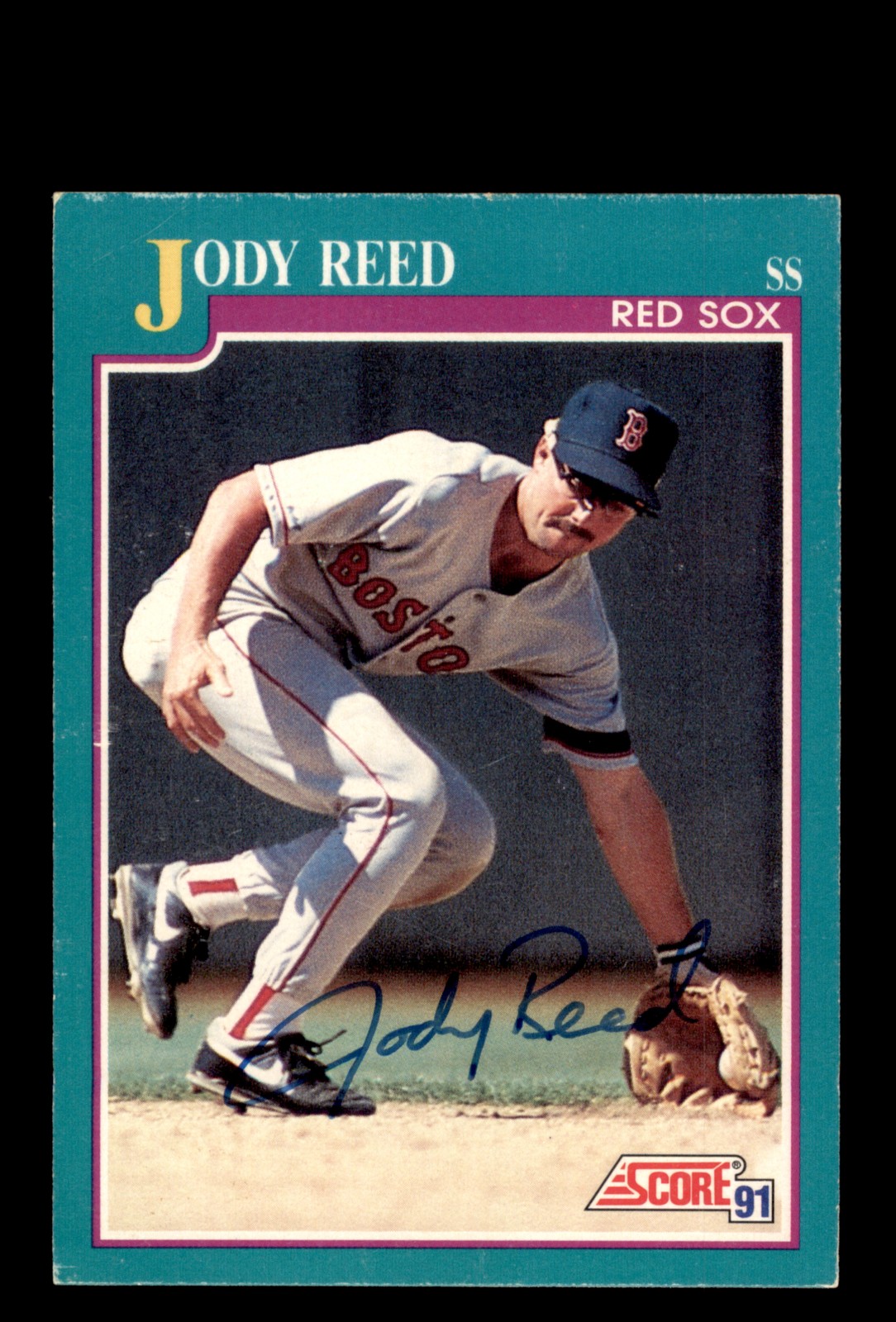 Signed Baseball Card Auto Jody Reed 1991 Score #173 Boston Red Sox